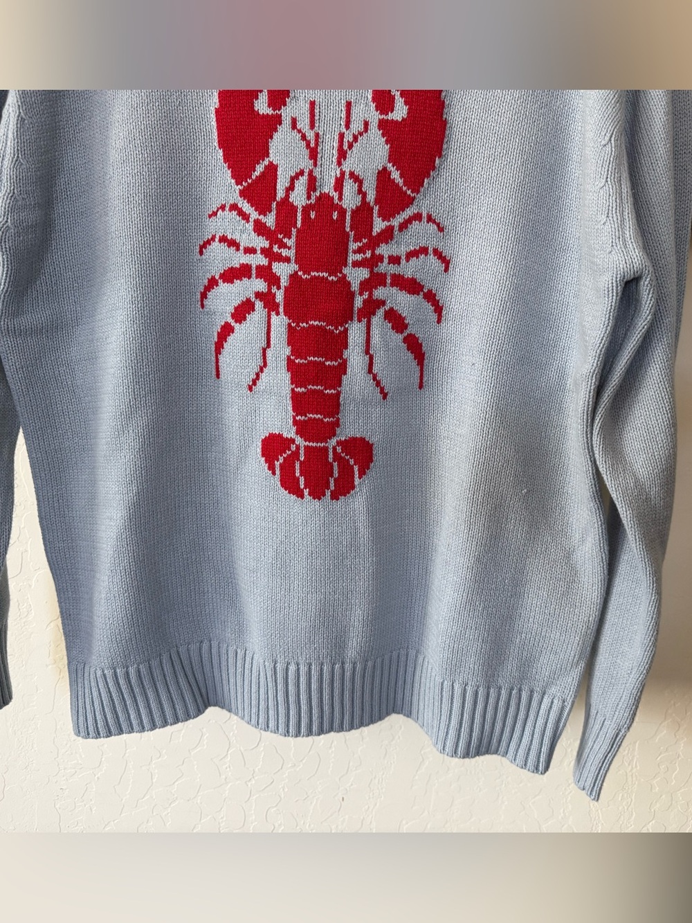 Mighty Fine|Pale Blue Crewneck knit Sweater-Red Lobster Novelty•Coastal Nautical - Picture 6 of 15